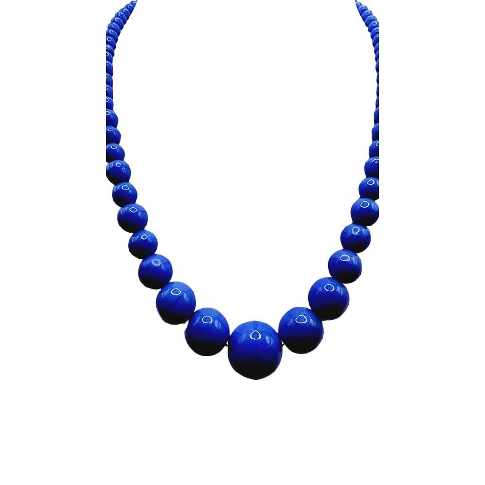 Antique Art Deco Porcelain Beaded Necklace Strung On Paper Clip Chain (A2566)